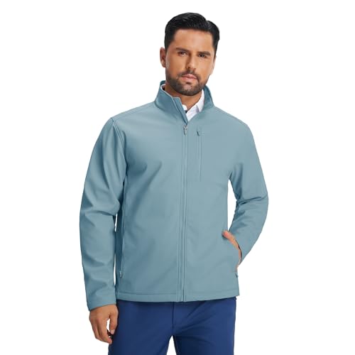 M MAELREG Mens Softshell Golf Jacket Zip Pockets Lightweight Water Resistant Fleece Lined Jackets Winter Outdoor