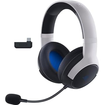 Razer Fone de ouvido sem fio duplo para jogos Kaira para PlayStation 5/PS5, PC, celular, PS4: Drivers Triforce 50 mm - Microfone cardioide HyperClear - 2,4 GHz e Bluetooth com SmartSwitch - EQ Toggle - Branco/Preto
