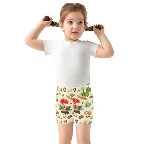 Strawberry Floral Beige Girls Bike Shorts Girl Clothes Toddler Under Dress Dance Shorts for Summer,4T3