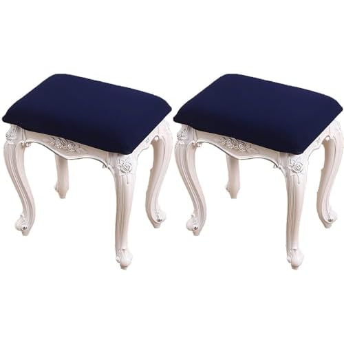 Stretch Bar Stool Covers 2/4/6 PCS Rectangle Barstool Chair Slipcovers Elastic Vanity Stool Cover Soft Washable Counter Stool Covers for Wooden Metal Bench (Color : Navy Blue, Size : Set of 2)
