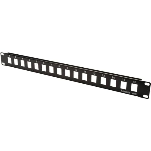 DIGITUS Panneau de Brassage - Modulaire - pour Modules Keystone - 19 Pouces - 16 Ports - Non Blindé - Montage en Rack 1U - Noir - Acier