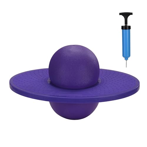 Relaxdays Pogo Ball für Kinder, bis 100 kg, Hüpfspielzeug Outdoor, Hüpfball mit Platte, Balance, HBT: 25x39x28 cm, lila