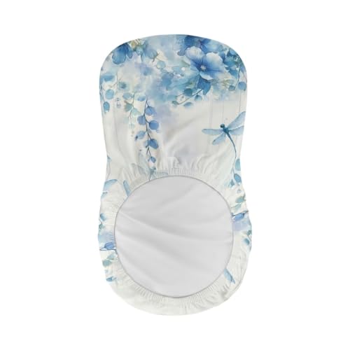 Image of Blue Flowers Bar Chair Stool Cover 2 Pack Stretch Chair Slipcover for Counter Height Bar Stool Anti-Scratches Spills Chair Covers