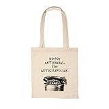 El Kraken Bolsa de Tela Tote Bag algodón orgánico grueso con mensaje gracioso, tejido resistente 10 kg (Antisocial (beige))