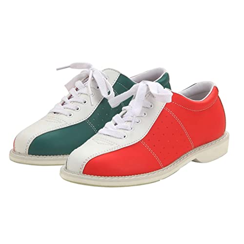 Womens Bowl Sports Shoes Lightweight Comfortable Leather Walking Trainers Casual Lace Up Bowling Sneakers,Red,9.5