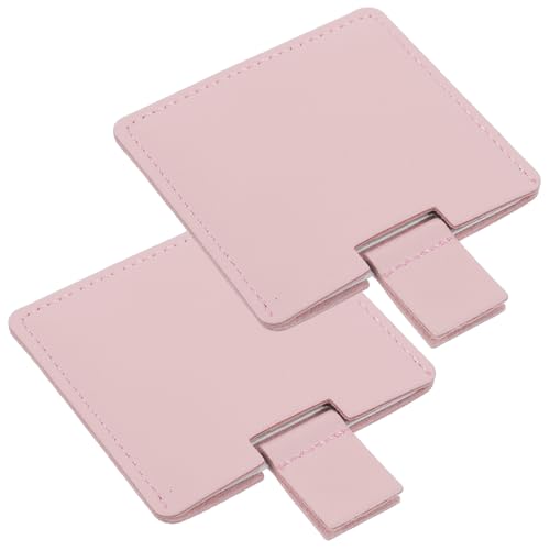 Espejo de Maquillaje Portátil de Acero Inoxidable Rosado 2 Piezas