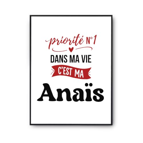 Otshirt Affiche Priorite N1 dans ma vie C'est ma Anais | Imprimé en France, Cadeau Humour décoration Murale Poster Citation Anniversaire