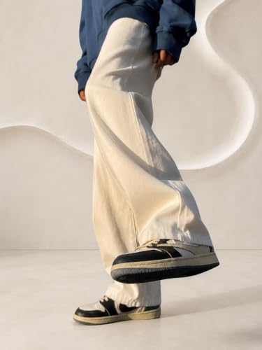 Generic Men's Beige Wide Leg Jeans - Image 3