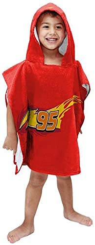 Disney Pixar Cars McQueen Bath/Pool/Beach Hooded Poncho - Super Soft & Absorbent Cotton Towel, Measures 22 x 22 Inches (Official Disney Pixar Product)