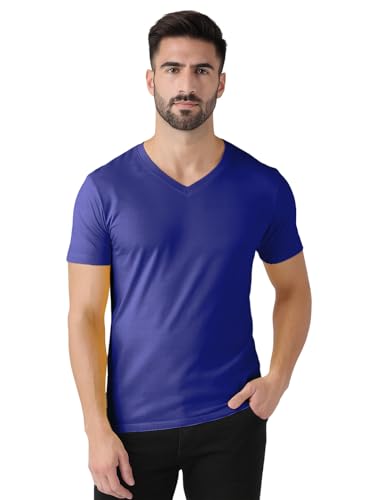 Image of Friskers Men's V-Neck Short Sleeves Cotton T-Shirt - Casual T-Shirt, Regular Fit