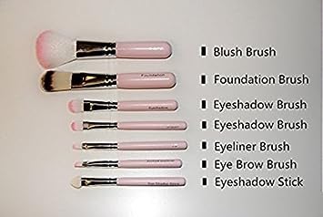 ZemGlam Soft Makeup Brush Set with Hello Kitti Print Storage Box Anti Microbial Foam Makeup Brush - Pink and Black (Set of 7) 2
