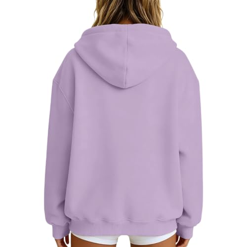 HswsEJ Womens Quarter Zip Pullover Comfort Oversized Fleece Hoodie - image 2