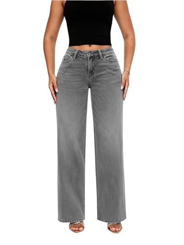 ONESO Mid-Low Rise Baggy Jeans Wide Leg for Women Distressed...