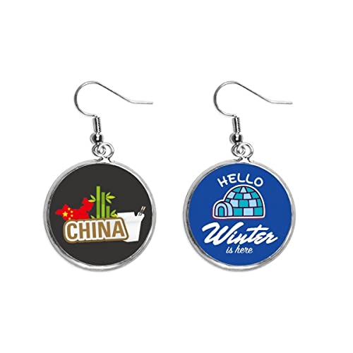 Pendientes de bambú China Mapa un regalo original de joyería marrón de invierno