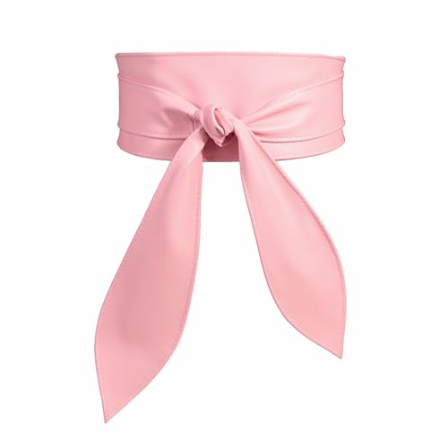1 Piece Womens Faux Leather PU Obi Sash Belt Wide Self Tie Wrap Around Waist Strap Waistband Cinch for Dress Shirt