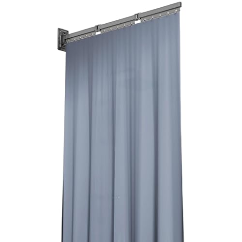 Bemonew Cortina de ducha retráctil resistente y plegable con barra extraíble de aleación de aluminio, estante de lavandería para baño, esquina, bañera, hogar, 3 pliegues