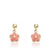 Little Miss Twin Stars "Frosted Flowers" 14k Gold-Plated Small Hanging Pink Enamel Flower Earring