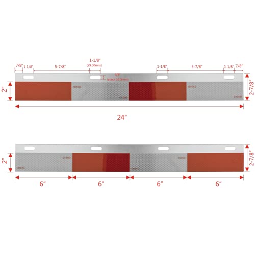 Image of Vehicle Exterior Guard, Aluminum Semi Truck Mud Flap Conspicuity Ctrips Reflective Strips Kit with DOT-2 Certified Reflective Strips 24 inch x 2-7 /8 inch - Straight Mud Flap Hangers- Pack of 2 pcs