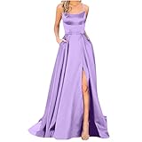 NaRHbrg Elegant Long Prom Dresses for Women 2025 Formal Dresses Ruched Sexy Bridesmaid Wedding Guest Maxi Dress Evening Dress Purple