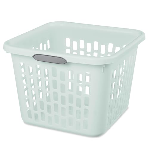 Sterilite Laundry Basket, Plastic Clothes Hamper, Large Square Bin with Comfort Grip Handles and Reinforced Rim, 1.5 Bushel Capacity, Mint, 24 Pack