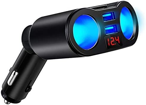 Adaptador Divisor de Encendedor de Cigarrillos, Cargador de Coche USB Dual, 2 enchufes 12 V/24 V 120 W con Interruptor