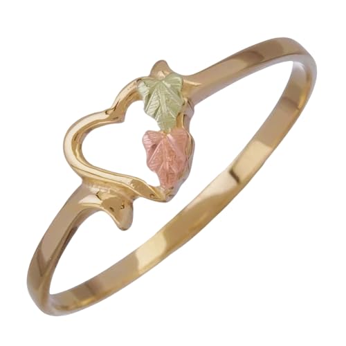 Petite Open Heart Ring in 10k Yellow Gold, 12k Rose Gold & Green Gold – Handcrafted for Women – Elegant Gift for Anniversary, Birthday, or Engagement