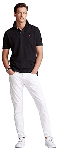 Image of Polo Ralph Lauren Men Custom Fit Mesh Pony Logo Shirt (L, BlackRedPony)