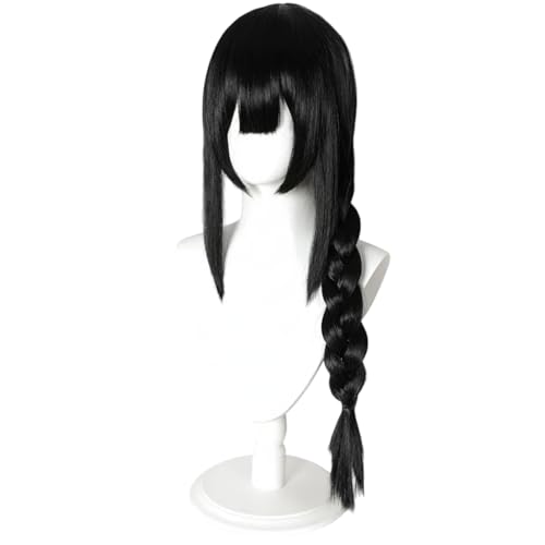 Image of Anime Wigs for Nayuta Cosplay Wig - Black Long Resistant Synthetic Wig for Role Play with Wig Cap for Festival,Costume Party
