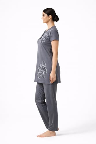 Image of Duchess Women's Cotton Printed Long Length Night Suit Set