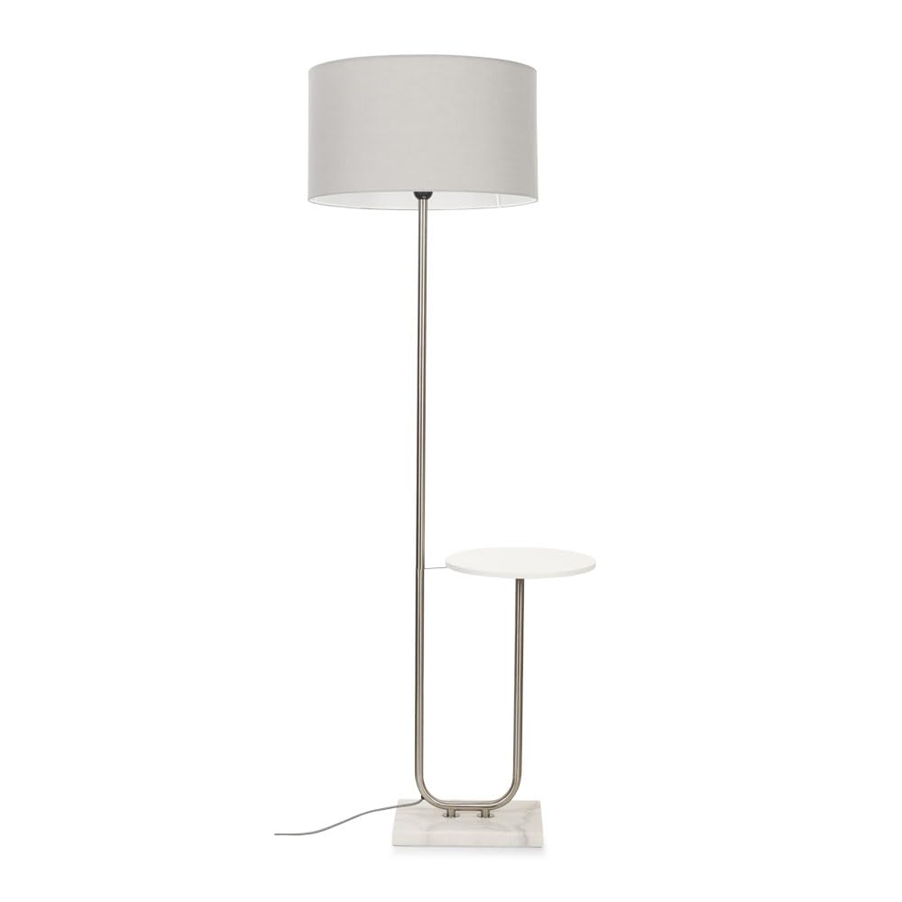 Minisun Grey | Large Brushed Chrome Curved Stem Marble Standing Light With Shade | Table Lamps, Home Décor & Improvement Essential