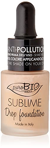 PuroBIO Certified Organic Second-Skin Sublime Drop Liquid Foundation with argan oil, antioxidants, vitamins. Medium-Full Coverage. Medium Skin Tones - 03. VEGAN.ORGANIC.MADE IN ITALY.0.5FL.OZ