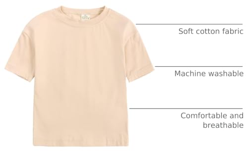 Image of Kids Tales Little Boys Girls Solid Color Short Sleeve Pullover T-Shirt | 12 Months - 4 Years, Round Neck, Solid Color, Short Sleeve, Soft Material, Casual Daily Wear, Sport Wear
