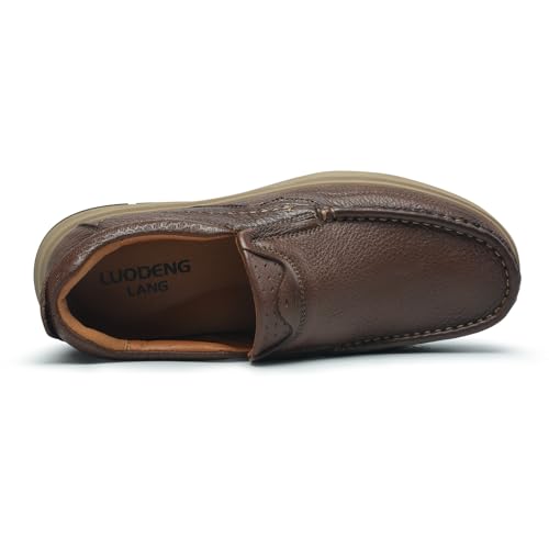 Mens Slip On Casual Loafers Classic Outdoor Leather Walking Hiking Dress for Work Office Shoes Comfortable4