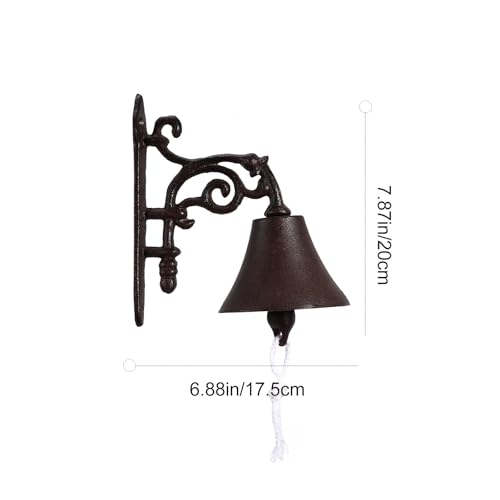 Cloche de porte rustique fer marron et sonnette murale vintage extérieure - 3