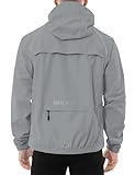 baleaf Men's Rain Jacket Waterproof Windbreaker Raincoat Running Cycling Golf Gear Hood Lightweight Reflective Packable Grey L