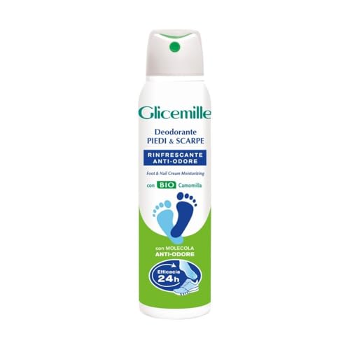 GLICEMILLE | Desodorante para pies & calzado, con mentol y manzanilla BIO, refrescante y antiolor, eficacia 24h, 150 ml