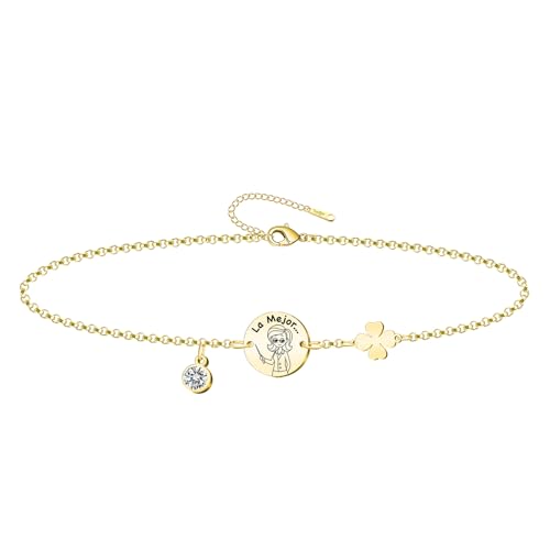 cotigo Pulseras Profesiones Acero Inoxidable, Ideal Regalos para Mujer, Plateado y Dorado (Profesora - Dorado)