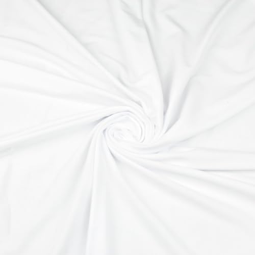 Textrend Tissu jersey 100% coton, Tissu au mètre, Couleur unie, Tissu en extensible pour Vêtements et les Textiles 1.75m (Blanc)