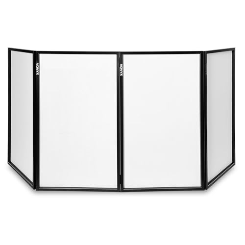 Vonyx DB2 - Panel Frontal para DJ en Lycra Blanca, Pantalla para DJ Plegable y fácil de Instalar, Oculta el Equipo de DJ, biombo para espectáculos de Luces. 120 x 70 (4 Paneles)