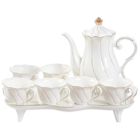 DUJUST 14 pcs Tea Set for 6 with Tea Tray & Spoons Cover