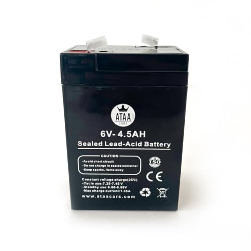 ATAA Batería para coches y motos 6v 12v 24v - 6 Voltios 4.5 Amperios - Batería recargable para coches y motos eléctricos para niños