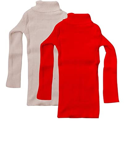 Image of Kids Boys & Girls Woolen Warm Polo High Neck Top Full Sleeves T-Shirt /Inner /Skivvy for Winter (Pack of 2)