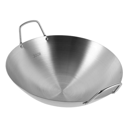 Wok de acero inoxidable con dos asas 30 cm