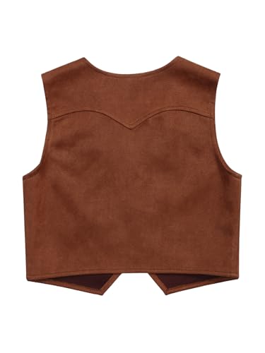 Kids Cowboys Cowgirls Wild West Cosplay Fancy Dress-up Waistcoat Suede Tassel Vest Outwear Jacket Type+B 4 Years2