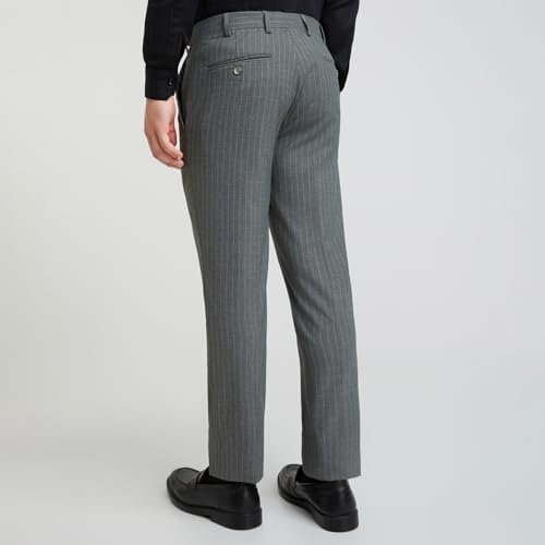 Image of Park Avenue Men Mid Rise Polyester Blend Stripe Pattern Super Slim Fit Flat Front Formal Trouser