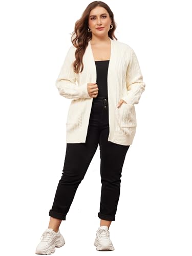 Image of Agnes Orinda Cardigan Sweaters for Women 2025 Plus Size Lightweight Long Sleeve Open Front Sweaters with Pockets
