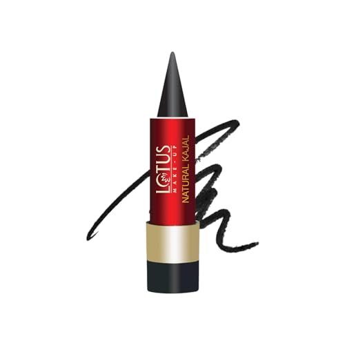 Lotus Make-Up Natural Kajal - Black NK04 | Almond Oil | Smudge Proof | 100% Natural Ingredients | 4g