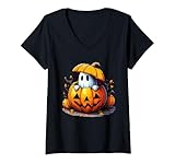 Photo Gallery donna zucca fantasma halloween spooky ghoul jack o lanterna maglietta con collo a v Photo Gallery donna zucca fantasma halloween spooky ghoul jack o lanterna maglietta con collo a v