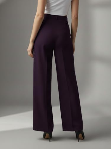 Image of GRECIILOOKS Trousers for Woman | Womens High Rise High Waist Flared Korean Style | Formal Pant for Women Office Wear| Track Pants for Womans Elegant for College & Events (Available in Plus Size)