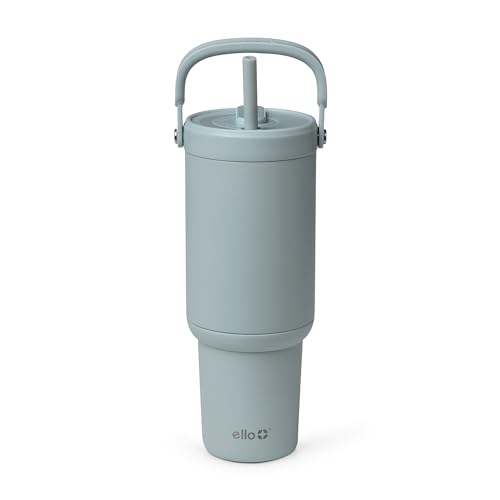 Image of Ello Oasis Go+ 32oz Tumbler with Top Handle and Retracting Straw | Reusable Insulated Stainless Steel Cup, 100% Leakproof Water Bottle, 24 Hours Cold, Cup Holder Friendly For Travel | Salt Water